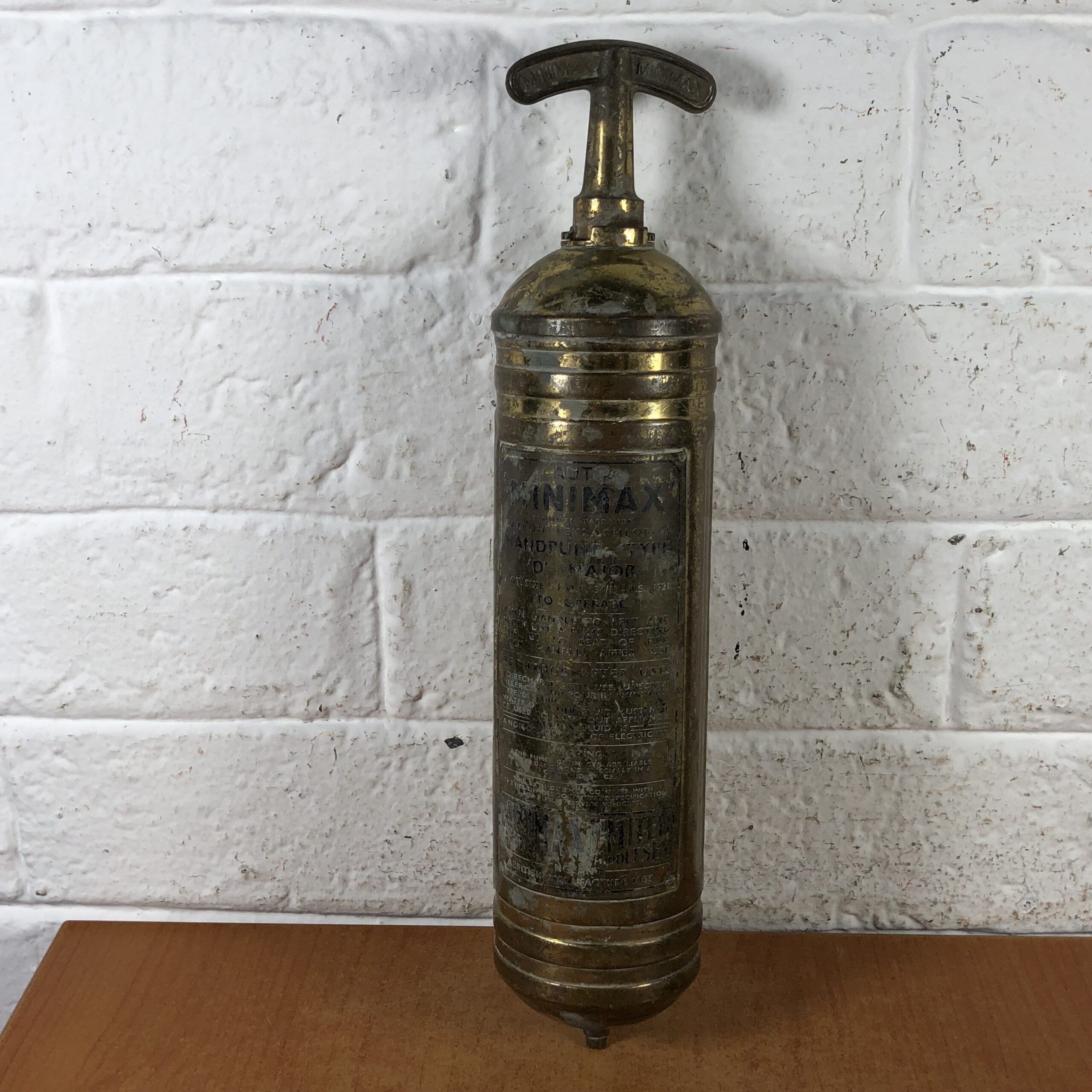Vintage Brass Fire Extinguisher (Made in England)