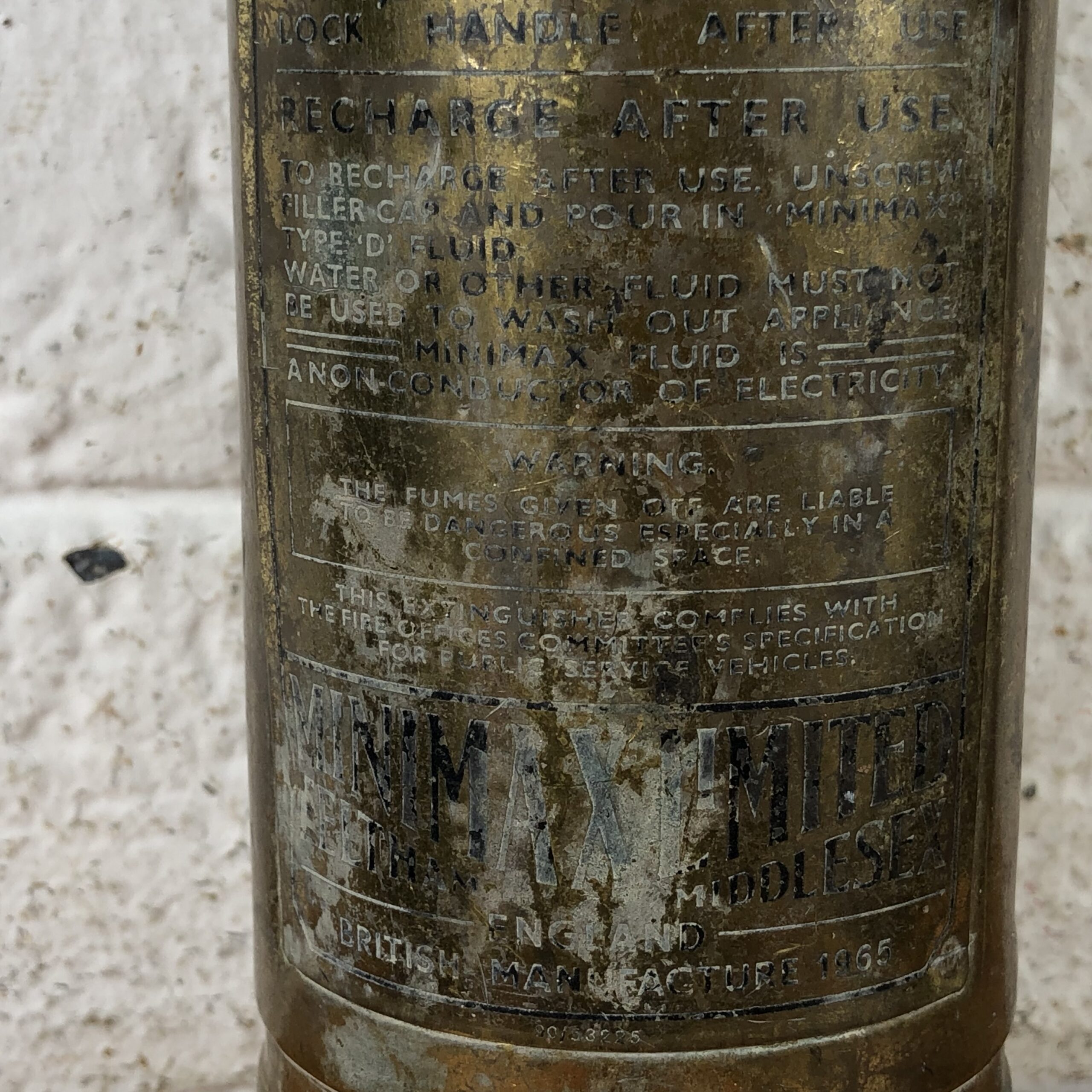 Vintage Brass Fire Extinguisher (Made in England) - Image 5