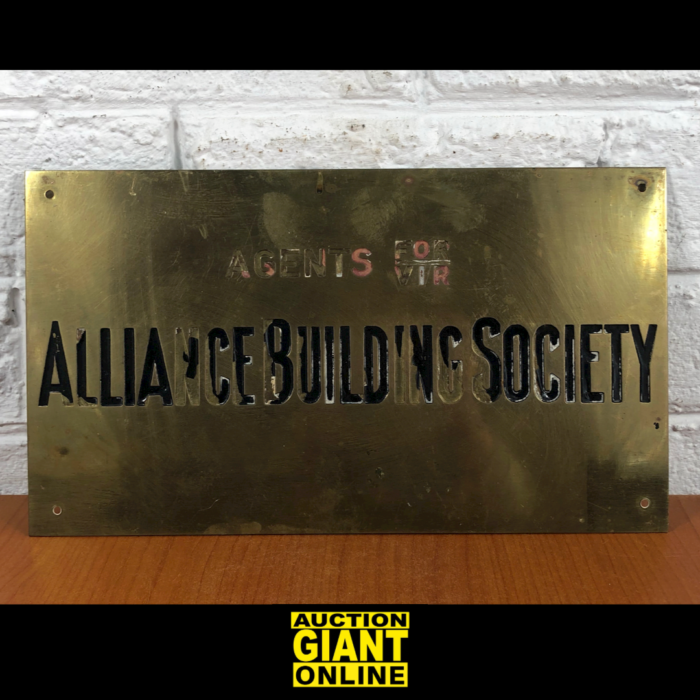 Vintage Alliance Building Society Brass Sign