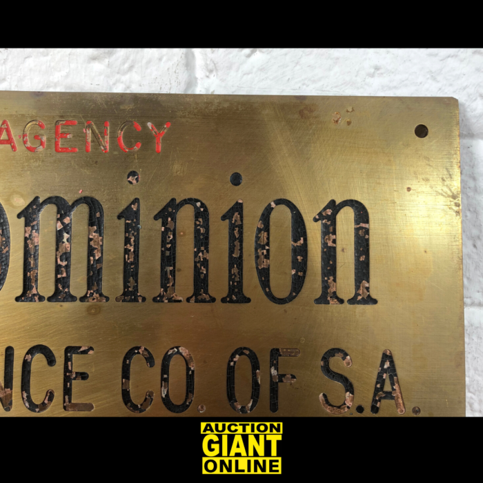 Vintage 'The Dominion Insurance Company' Brass Sign - Image 4