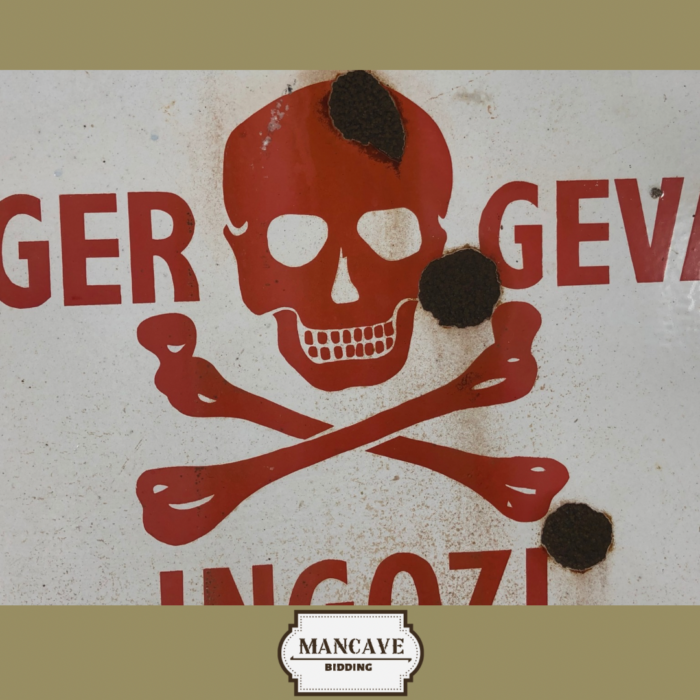 LARGE Vintage Enamel Danger Sign - Image 3