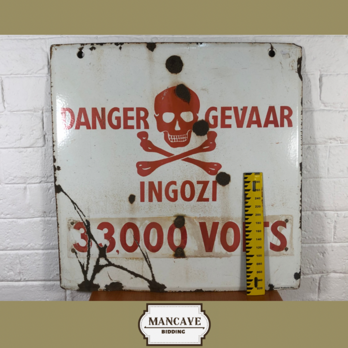 LARGE Vintage Enamel Danger Sign - Image 7