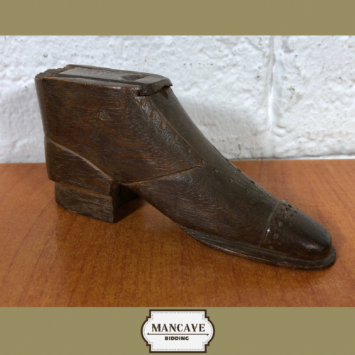 Vintage Hand-Carved Wooden Shoe Snake Box (Boer War Era)