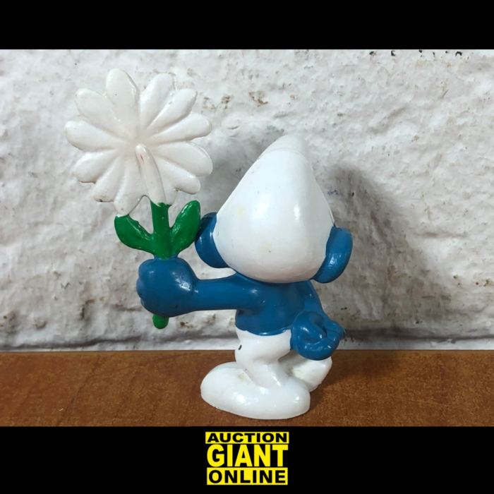 Vintage Smurf with Daisy Figurine (Made in West Germany) - Image 4