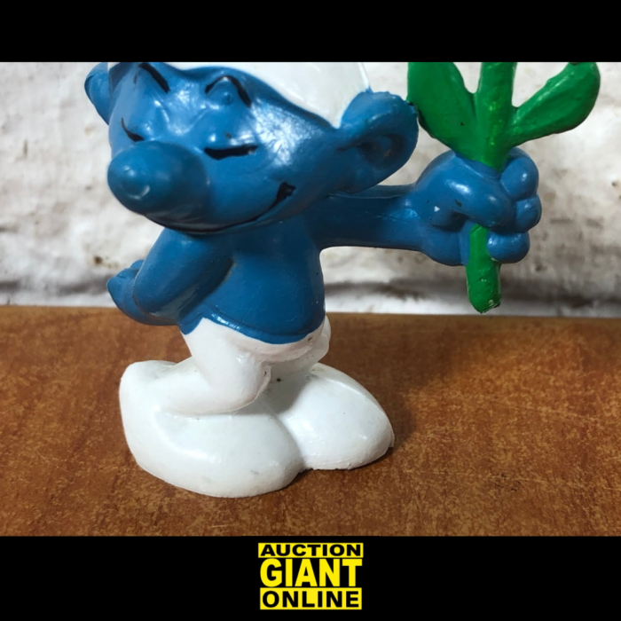 Vintage Smurf with Daisy Figurine (Made in West Germany) - Image 3