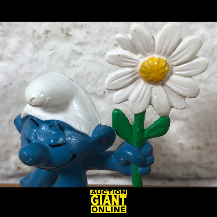 Vintage Smurf with Daisy Figurine (Made in West Germany) - Image 2