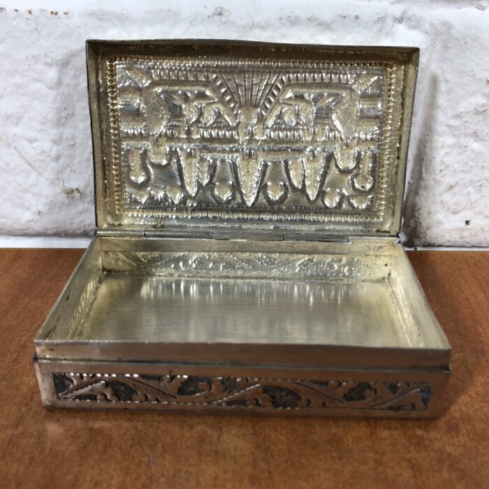 Vintage Brass Hair Brush & Vase, Silver-Plated Jewellery Box & Trinket Tray - Image 6