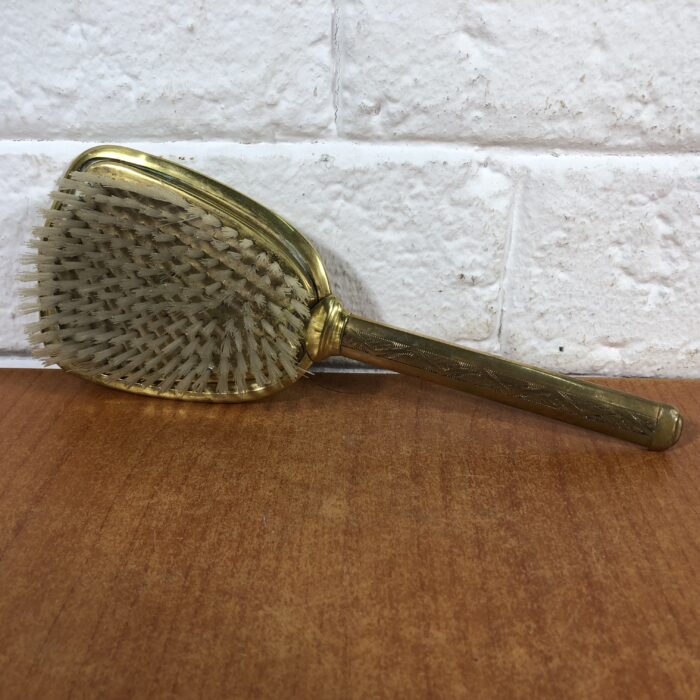 Vintage Brass Hair Brush & Vase, Silver-Plated Jewellery Box & Trinket Tray - Image 2