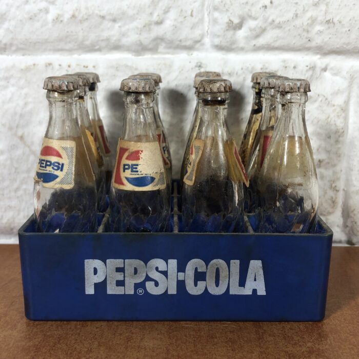 Lot 25: Miniature Vintage Pepsi-Cola Glass Bottles in Crate