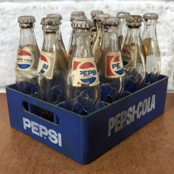 Lot 25: Miniature Vintage Pepsi-Cola Glass Bottles in Crate - Image 3