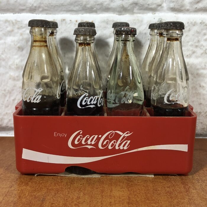 Lot 26: Miniature Vintage Coca-Cola Glass Bottles in Crate