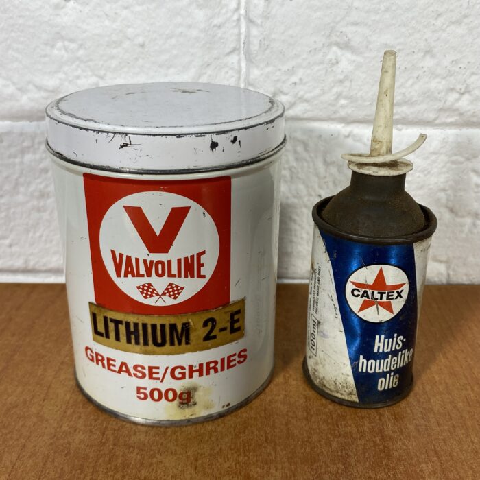 Vintage Valvoline Grease & Caltex Oil Containers