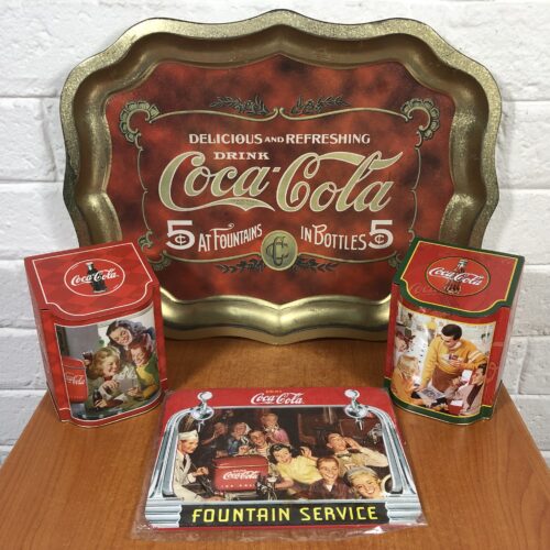 Lot 333: Coca Cola Tray, Tins & Trivet