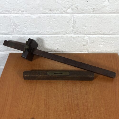 Vintage Wooden Marking Gauge & Spirit Level