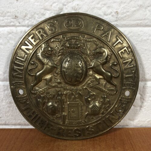 Vintage "Milner's Thief-Resisting" Brass Plaque