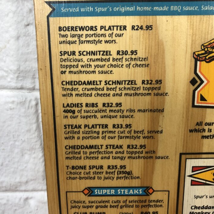 Vintage Spur Menu - Image 7