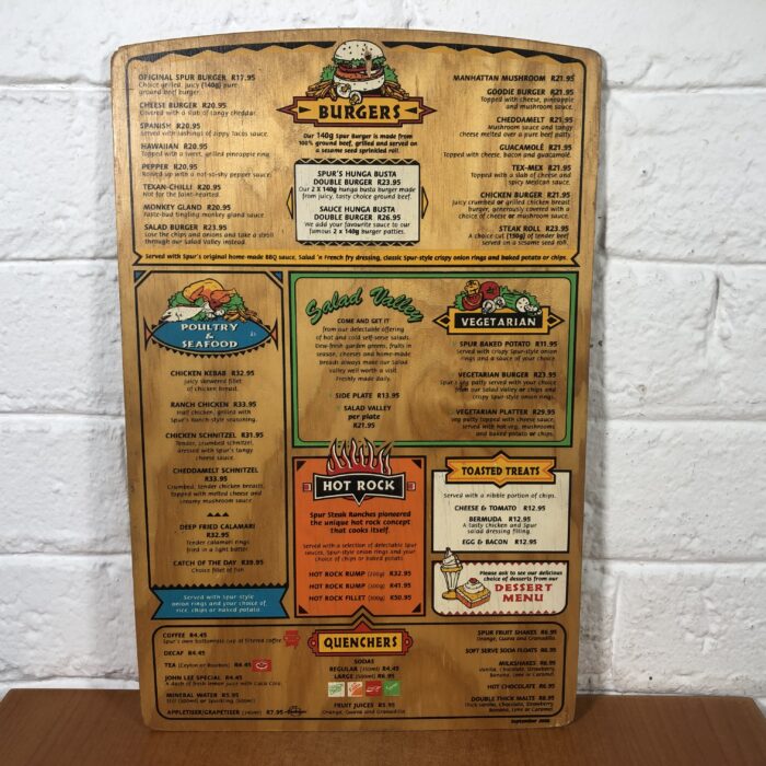 Vintage Spur Menu - Image 5