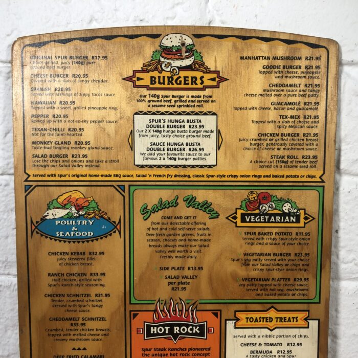 Vintage Spur Menu - Image 6