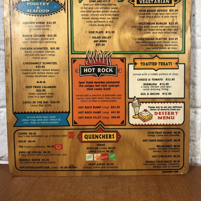 Vintage Spur Menu - Image 8