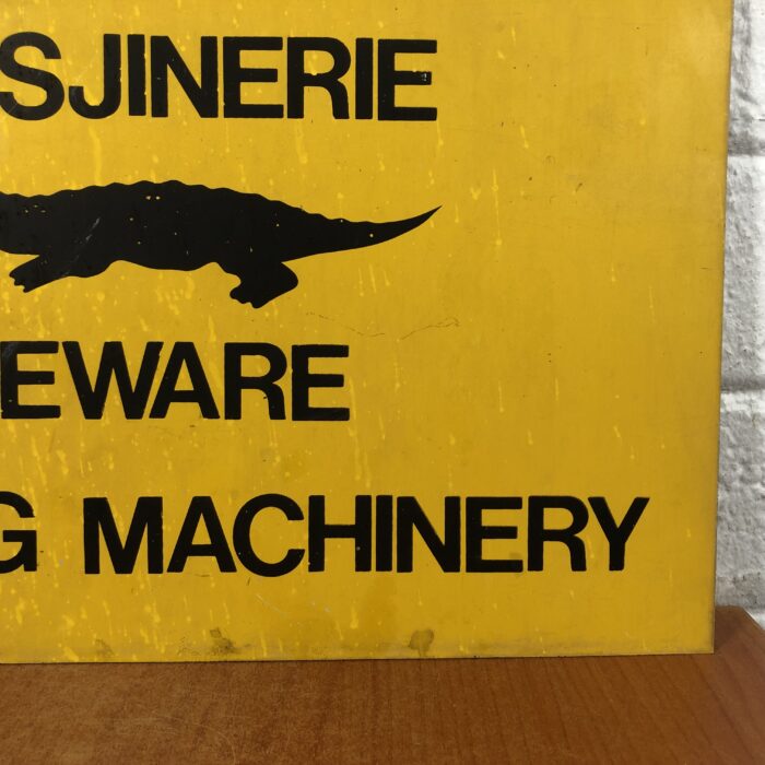 Vintage 'Beware Moving Machinery' Metal Sign - Image 6