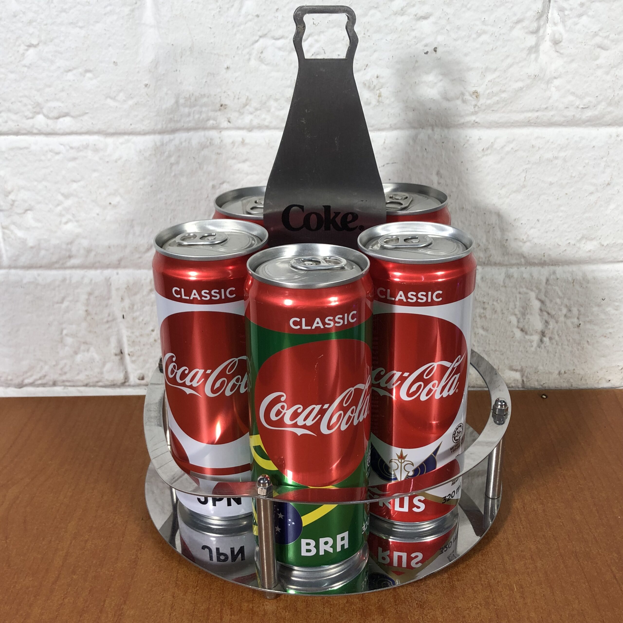Lot 80: Collectible Coca Cola Russia 2018 Fifa World Cup Cans in Metal Stand