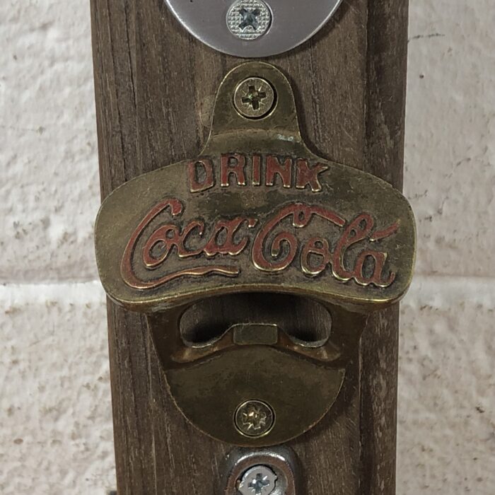 Lot 9: Vintage Coca Cola Bottle Openers Mounted on Wood - Image 4