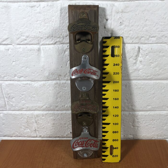 Lot 9: Vintage Coca Cola Bottle Openers Mounted on Wood - Image 7