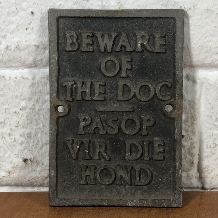 Vintage Cast Aluminium 'Beware of the Dog' Sign