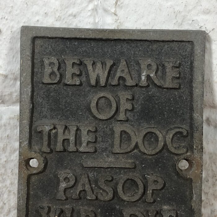 Vintage Cast Aluminium 'Beware of the Dog' Sign - Image 2