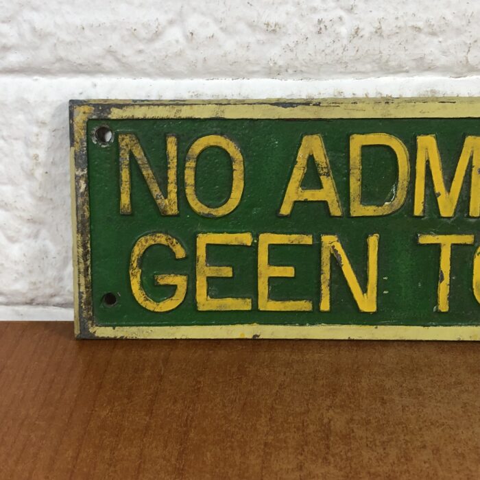 Vintage Cast Aluminium "No Admittance" Sign - Image 2