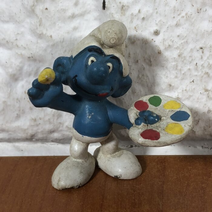 Vintage Peyo Painter Smurf Figurine (Made in West Germany)