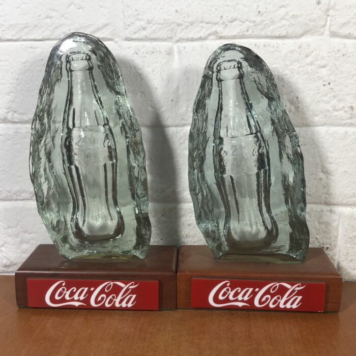 Lot 10: Coca Cola Glass Bookends