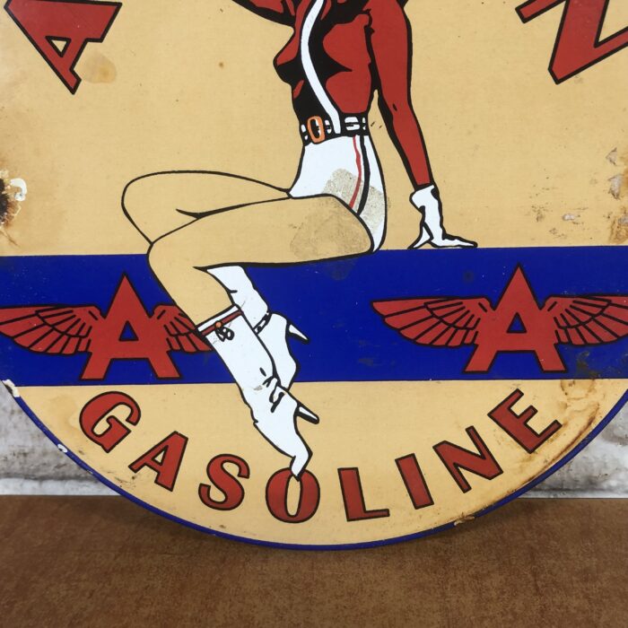 Vintage Enamel Aviation Gasoline Sign - Image 5