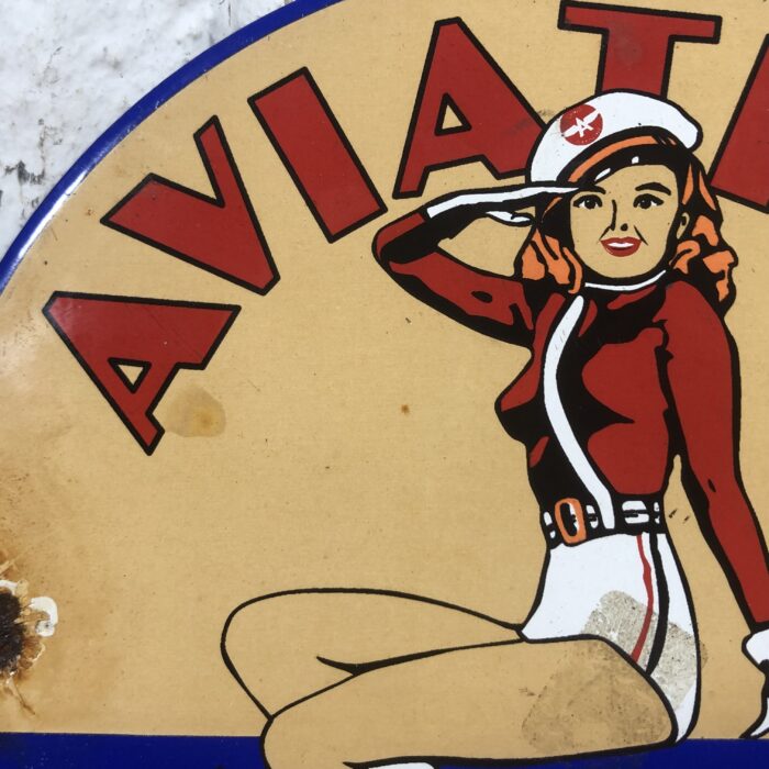 Vintage Enamel Aviation Gasoline Sign - Image 3