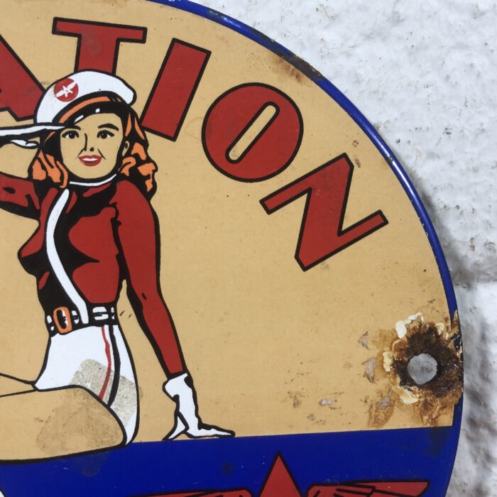 Vintage Enamel Aviation Gasoline Sign - Image 4