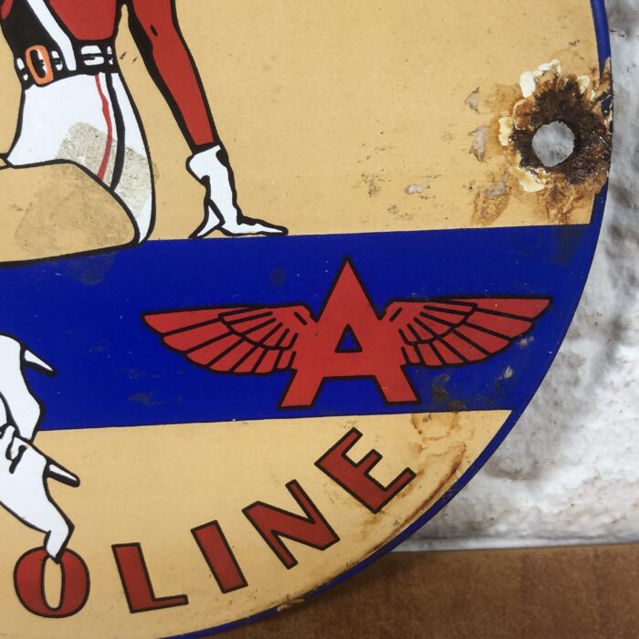 Vintage Enamel Aviation Gasoline Sign - Image 8