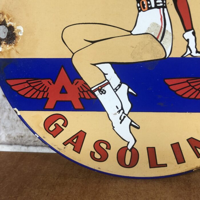 Vintage Enamel Aviation Gasoline Sign - Image 6