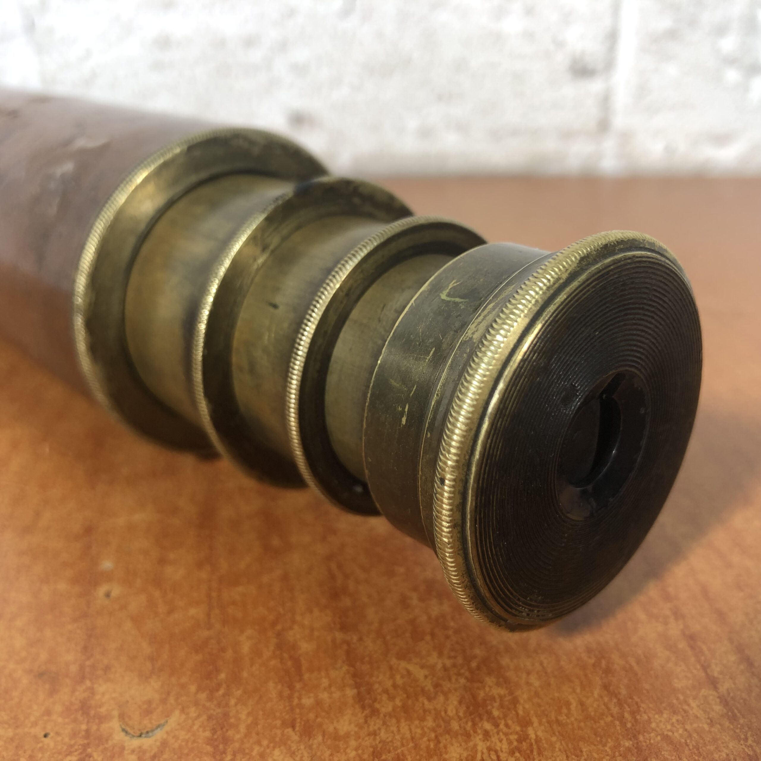 Vintage Extendable Leather & Brass Extendable Telescope - Image 6