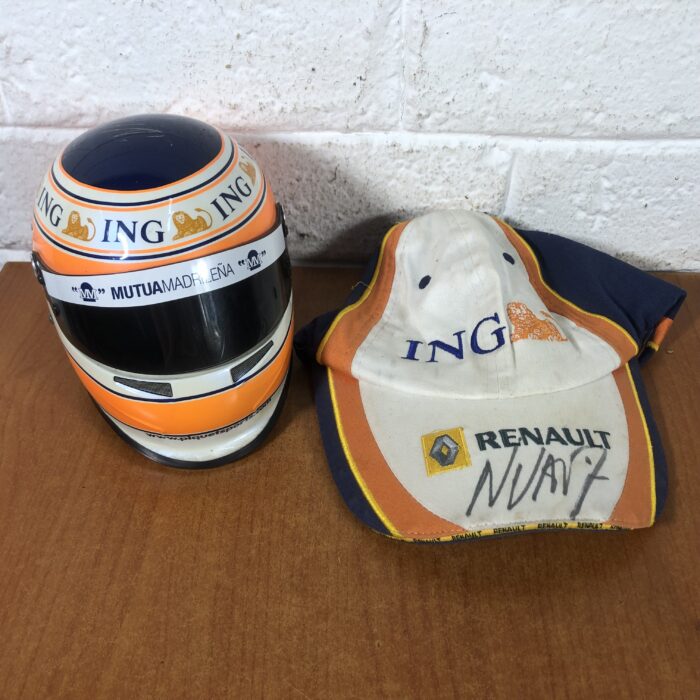 Formula 1 Miniature Replica Helmet & Cap (Both Signed by Nelson Piquet JR)