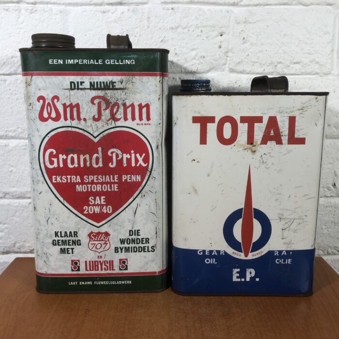 Vintage Wm Penn & Total Oil Containers (One Gallon)