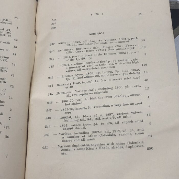 Antique 1916 Auction Catalogue of Postage Stamps - Image 9
