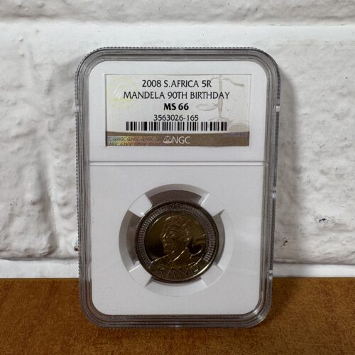 2008 Nelson Mandela 90th Birthday 5 Rand Coin (Graded MS66 by NGC)