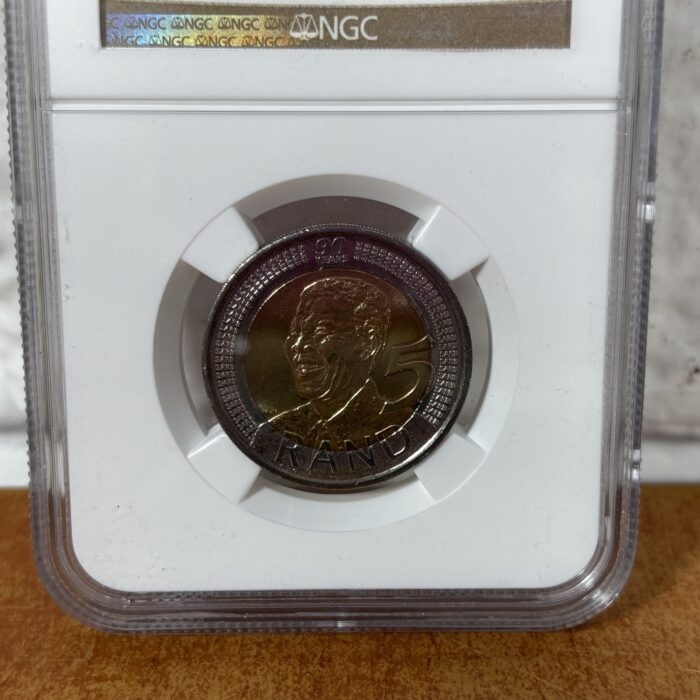 2008 Nelson Mandela 90th Birthday 5 Rand Coin (Graded MS66 by NGC) - Image 3