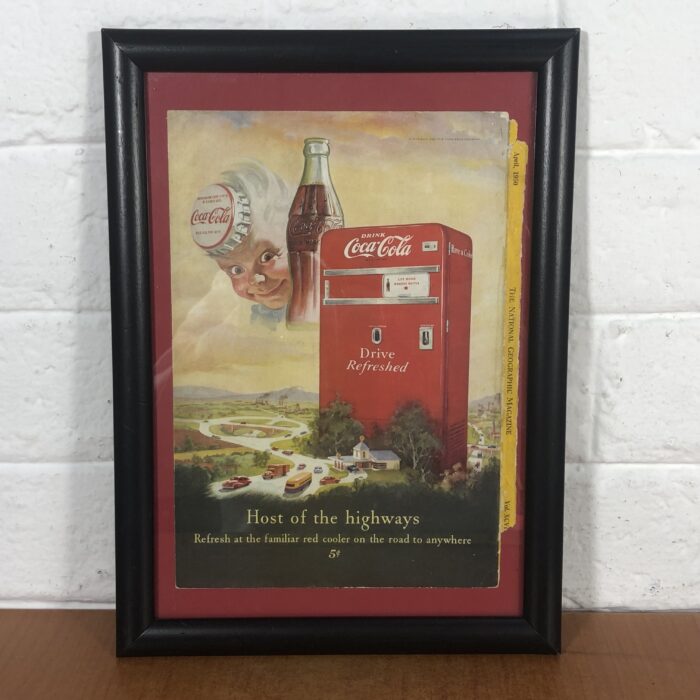 RARE Framed Vintage 1950s National Geographic Coca Cola Advertisement