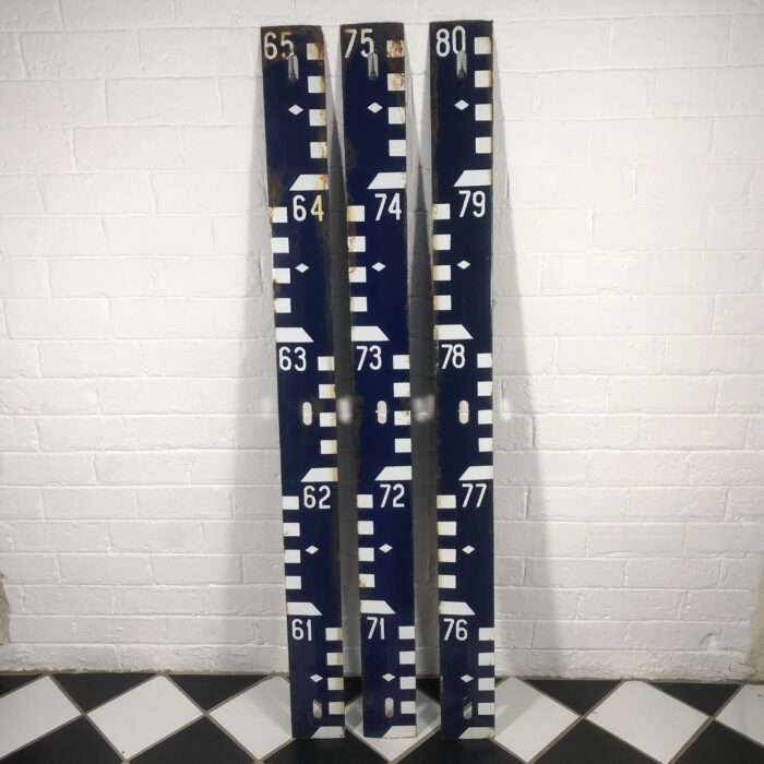 3 Vintage Water-Level Enamel Signs