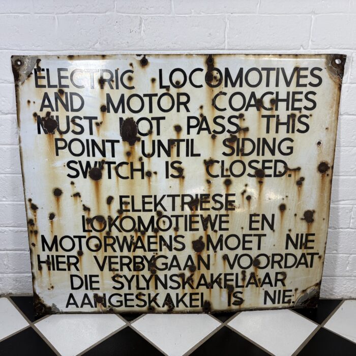 Large Vintage Locomotive Enamel Sign