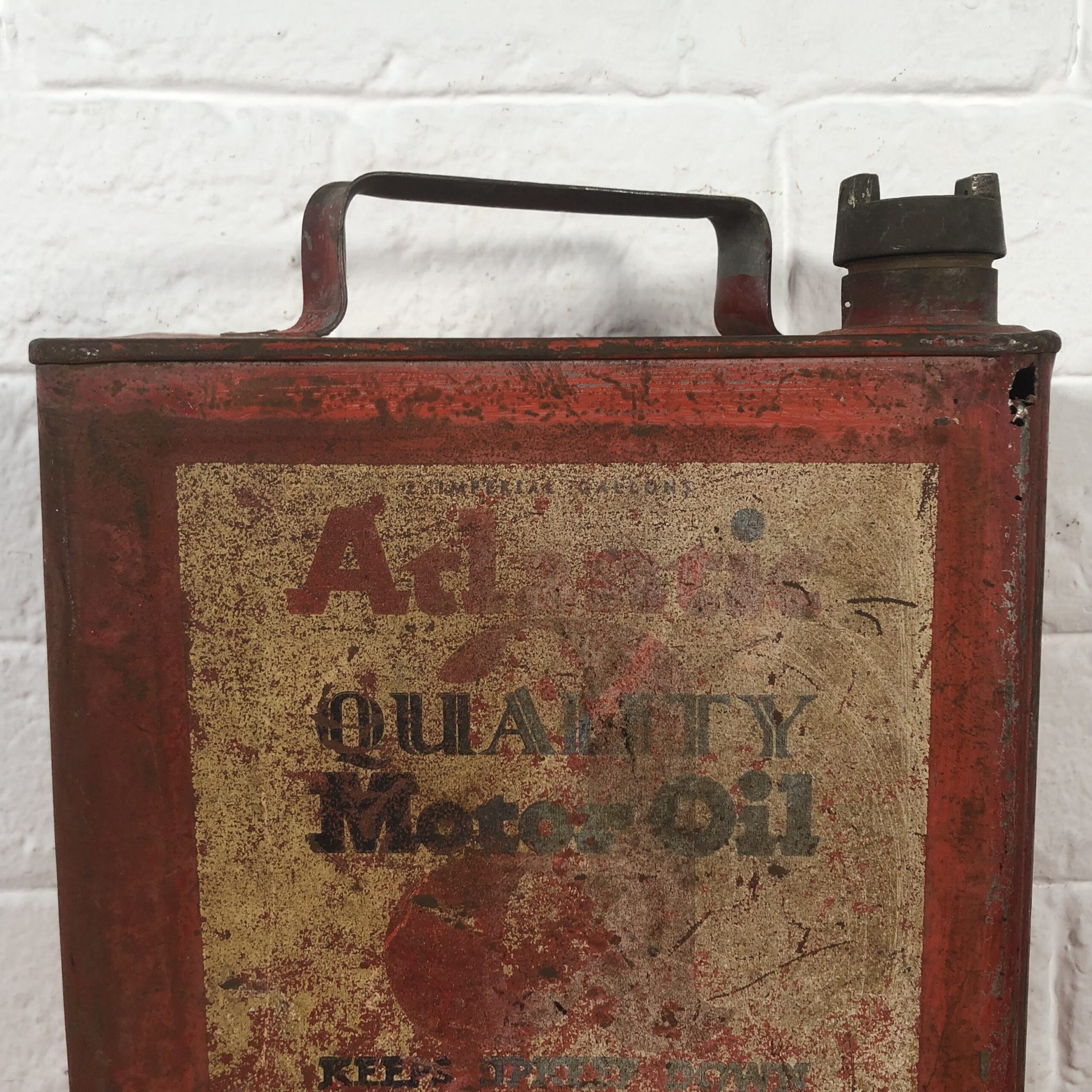 Vintage Atlantic Motor Oil Container - Image 3