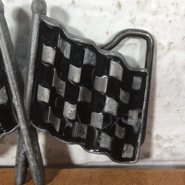 Vintage Racing Flag Belt Buckle - Image 3