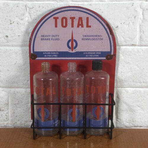 Vintage Total Glass Bottles in Modern Display Stand