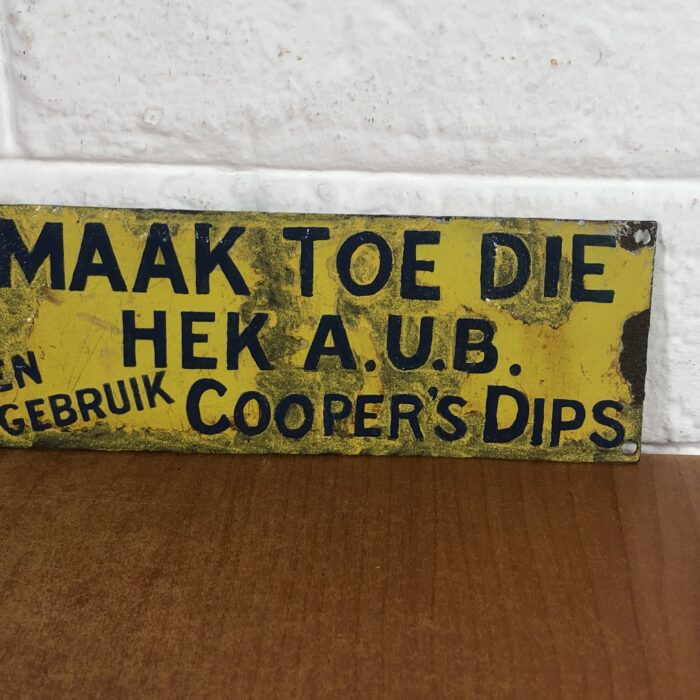 Vintage "Please Shut The Gate and Use Cooper's Dip" Enamel Sign - Image 2